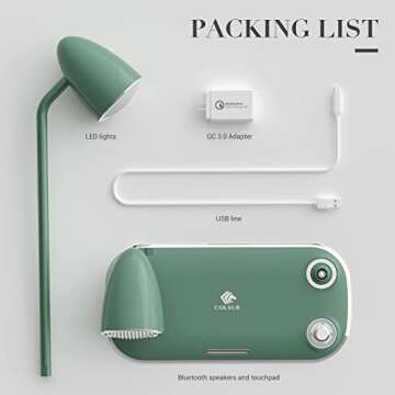 COLSUR Desk Table Lamp 3 in 1, Bluetooth Speaker,Wireless Charger Assemble Light & Retro 50s-ish, Mu...