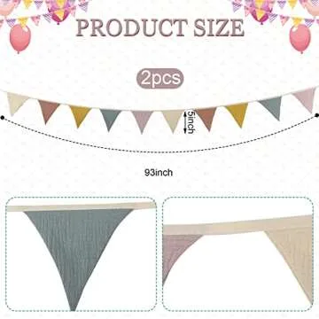 Oudain 15.5 ft Pennant Banner Flags, 2 Pcs Nursery Garland Triangle Bunting Flag Baby Banner for Nur...
