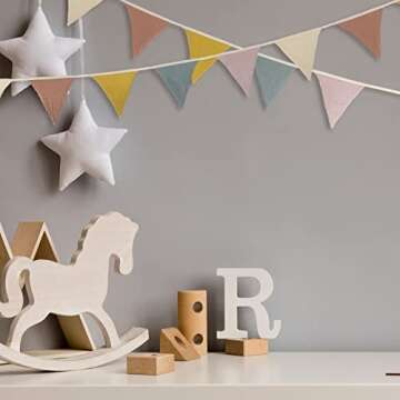 Oudain 15.5 ft Pennant Banner Flags, 2 Pcs Nursery Garland Triangle Bunting Flag Baby Banner for Nursery Decor Baby Birthday Boho Wedding Shower Party Event, Each 7.75 ft(Rainbow Color)