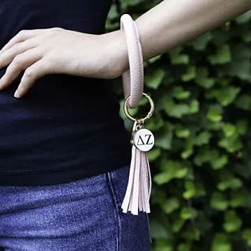 Sorority Shop KD Bangle Keychain - Kappa Delta Green Ring Keychain with Engraved Disc