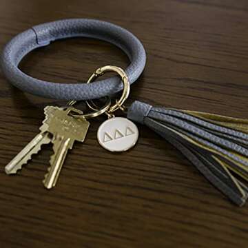 Sorority Shop KD Bangle Keychain - Kappa Delta Green Ring Keychain with Engraved Disc