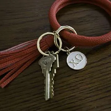 Sorority Shop KD Bangle Keychain - Kappa Delta Green Ring Keychain with Engraved Disc