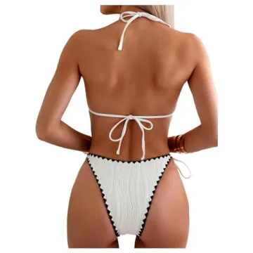 GORGLITTER Women's Chic String Thong Bikini Set - White