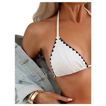 GORGLITTER Women's Chic String Thong Bikini Set - White