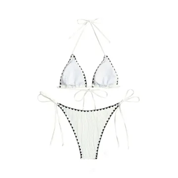GORGLITTER Women's Chic String Thong Bikini Set - White