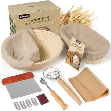Empune Banneton Bread Proofing Basket Set - 9" & 10" Baking Essentials