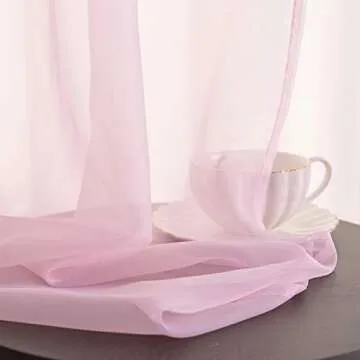 TOAVA DECO Pink Sheer Voile Curtains for Elegant Living Spaces