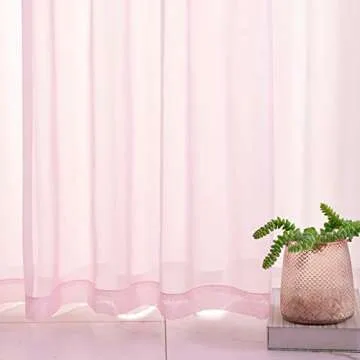 TOAVA DECO Pink Sheer Voile Curtains for Elegant Living Spaces