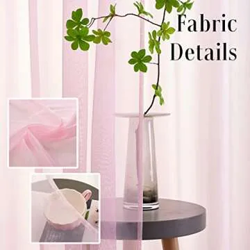 TOAVA DECO Pink Sheer Voile Curtains for Elegant Living Spaces