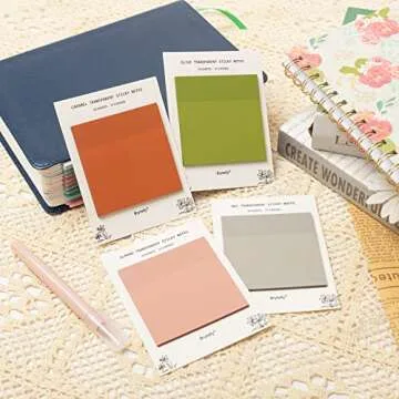 Stylish Earth Tone Transparent Sticky Notes Set of 4 Pads