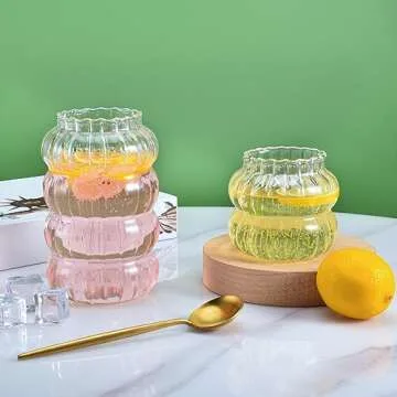 Koythin Ribbed Glassware Set of 3 - Stylish & Versatile Cups