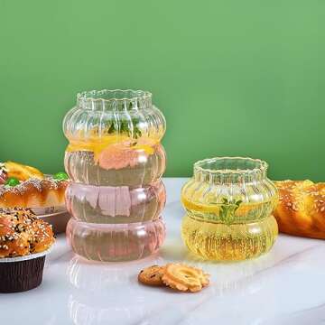 Koythin Ribbed Glassware Set of 3 - Stylish & Versatile Cups