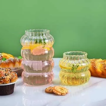 Koythin Ribbed Glassware Set of 3 - Stylish & Versatile Cups