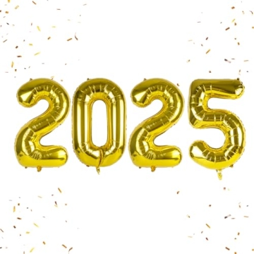 Giant Gold 16-Inch Happy New Year Balloon Banner for 2025 Celebrations
