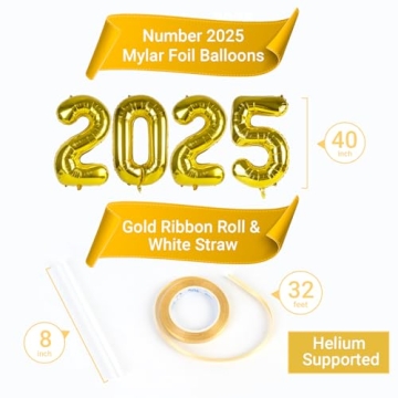 16-Inch Happy New Year Balloon Decorations for 2025