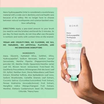 Boka Fluoride Free Travel Size Toothpaste Nano Hydroxyapatite, Helps Remineralize, Appropriate for Sensitive Teeth, Whitening - for Adult, Kids Oral Care - Ela Mint Flavor, Coco Ginger, 1.3 Fl Oz 2Pk