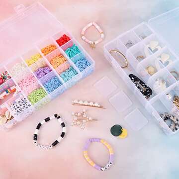 SGHUO 4 Pack Adjustable Compartment Organizer Boxes