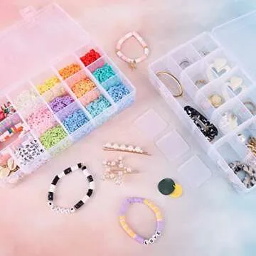 SGHUO 4 Pack Adjustable Compartment Organizer Boxes