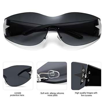 Allarallvr Y2K Trendy Sunglasses - Vintage Style & UV Protection