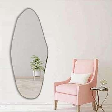 Broojo Irregular Wall Mirror Asymmetrical Accent Wall Mounted Mirror 19.6 x 47 Inch for Living Room Bathroom Entryway, Shaped Dressing Mirror for Wall, Water Droplets Type