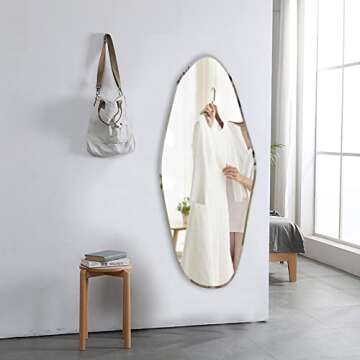 Broojo Irregular Wall Mirror Asymmetrical Accent Wall Mounted Mirror 19.6 x 47 Inch for Living Room Bathroom Entryway, Shaped Dressing Mirror for Wall, Water Droplets Type