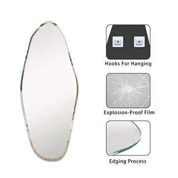 Broojo Irregular Wall Mirror Asymmetrical Accent Wall Mounted Mirror 19.6 x 47 Inch for Living Room Bathroom Entryway, Shaped Dressing Mirror for Wall, Water Droplets Type