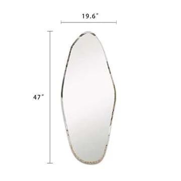 Broojo Irregular Wall Mirror Asymmetrical Accent Wall Mounted Mirror 19.6 x 47 Inch for Living Room Bathroom Entryway, Shaped Dressing Mirror for Wall, Water Droplets Type