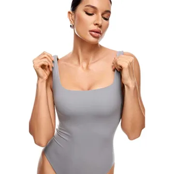 INLYRIC Inbarely Square Neck Thong Bodysuit for Women