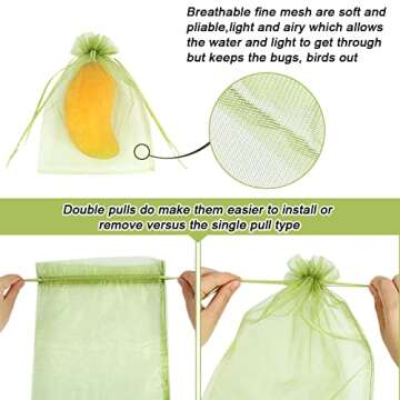 100pcs Green Netting Drawstring Fruit Protection Bags for Garden Use