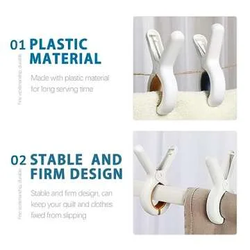 Plastic Clothespins, Beach Towel Clips, Heavy Duty Laundry Clothes Pins Clips with Springs, Beach Towel Holder to Keep Your Towel from Blowing Away (6Pcs Blue)