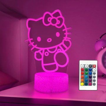 AIHYING Cat Night Light: 16 Color Cute Anime Kitty Lamp with Remote
