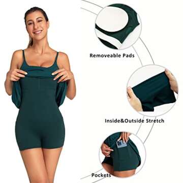 OVRUNS Women's Tennis Dress with Bra & Shorts - Stylish Athletic Dress with Pockets