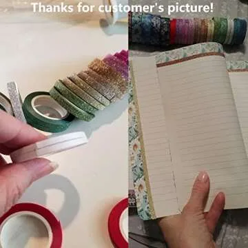 YUKUNTANG Skinny Glitter Paper Washi Tape Set 24 Rolls 12 Color Masking Tape for DIY Crafts Book Designs