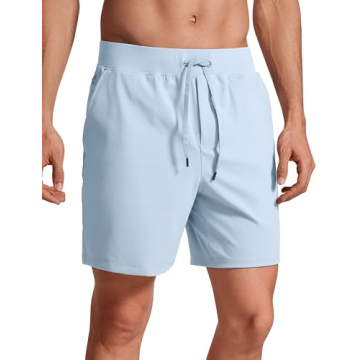 CRZ YOGA Men’s Four-Way Stretch Workout Shorts – 7" Soft Durable Casual Athletic Shorts with Poc...