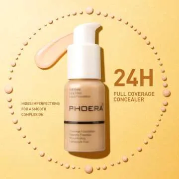 PHOERA Foundation Makeup, Flawless Soft Matte Oil Control Liquid Foundation, Full Coverage Mattle Oil-Control Concealer for Older Women, Great Choice For Gift (#104 Buff Beige)