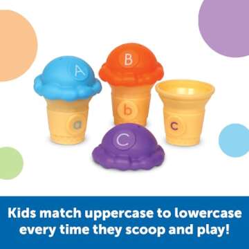 Learning Resources Mini Letter Scoops, 52 Pieces, Ages 3+,Preschool Learning Toys, Stacking Toys, Mo...