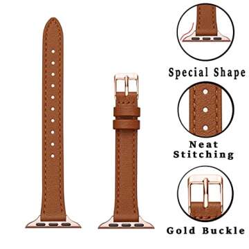 STIROLL Slim Leather Bands Compatible with Apple Watch Band 49mm 46mm 45mm 44mm 42mm(Series 3 2 1), ...