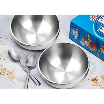Stainless Steel Double-wall Vacuum Insulated Bowl, 24 oz, Perfect bowls for serving ice cream or hot soup (1 Pack, Stainless Steel)