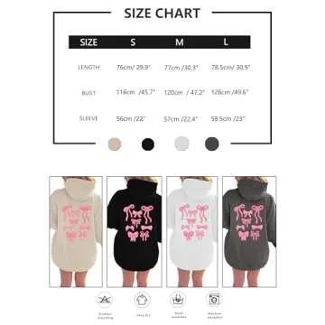 Navonta Womens Bow Hoodie Oversized Graphic Hoodies Teen Girl Long Sleeve Cute Bow Hooded Sweatshirts Coquette Clothes White