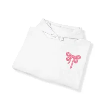 Navonta Womens Bow Hoodie Oversized Graphic Hoodies Teen Girl Long Sleeve Cute Bow Hooded Sweatshirts Coquette Clothes White