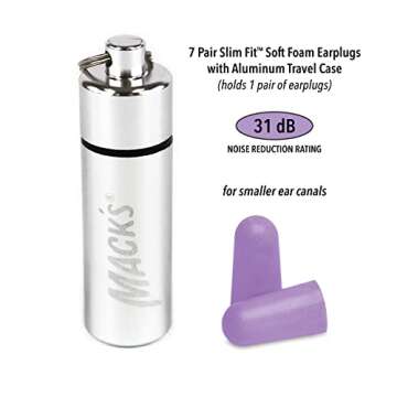 Mack’s Slim Fit Soft Foam Earplugs, 7 Pair with Travel Case – Small Ear Plugs for Sleeping, Snor...