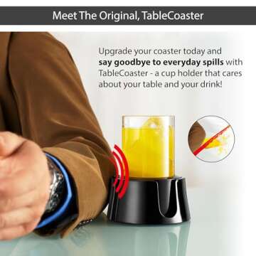 HIT PRODUCTS TableCoaster - Original Anti-Spill Table and Desk Cup Holder, Glacier White - RV and Bo...