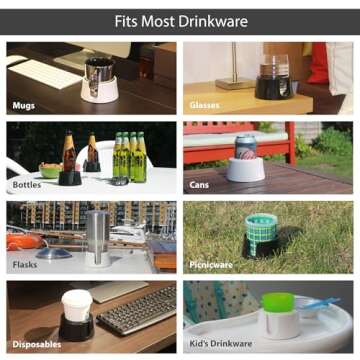 HIT PRODUCTS TableCoaster - Original Anti-Spill Table and Desk Cup Holder, Glacier White - RV and Boat Drink Holder, A Tip-Proof Coaster with Tacky Base and Walled Profile to Prevent Spilled Drinks