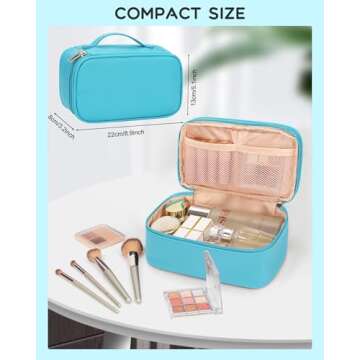 Relavel Makeup Bag Small Travel Cosmetic Bag for Women Girls Makeup Brushes Bag Portable 2 Layer Cos...