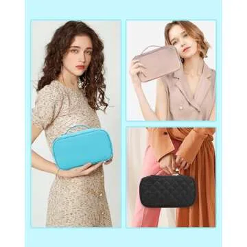 Relavel Small Makeup Bag - Portable 2 Layer Organizer