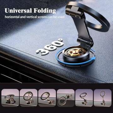 Rurswrity Magnet Car Phone Mount, Foldable Base/Strong Magnet Phone Holder for Car, Accessories for ...
