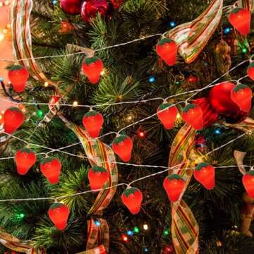 SDOUBLEM 3M 20LED Fruit Strawberry String Lights Battery Powered Indoor Outdoor Lighting Lamp for We...