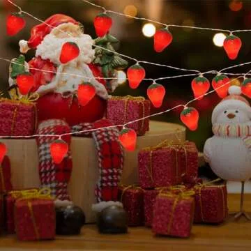 SDOUBLEM 3M 20LED Fruit Strawberry String Lights Battery Powered Indoor Outdoor Lighting Lamp for Wedding Home Birthday Garden Yard Patio Party Christmas Tree Cute Decorations
