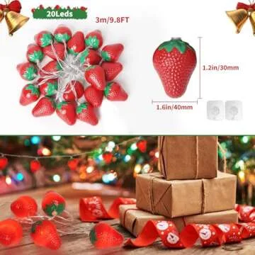 SDOUBLEM 3M 20LED Fruit Strawberry String Lights Battery Powered Indoor Outdoor Lighting Lamp for Wedding Home Birthday Garden Yard Patio Party Christmas Tree Cute Decorations