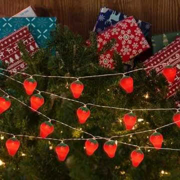 SDOUBLEM 3M 20LED Fruit Strawberry String Lights Battery Powered Indoor Outdoor Lighting Lamp for Wedding Home Birthday Garden Yard Patio Party Christmas Tree Cute Decorations